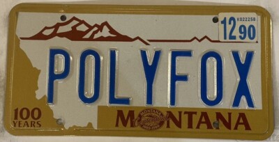 Vanity POLY POLLY FOX license plate Procrastinate Drag Politician Evade Issue MT