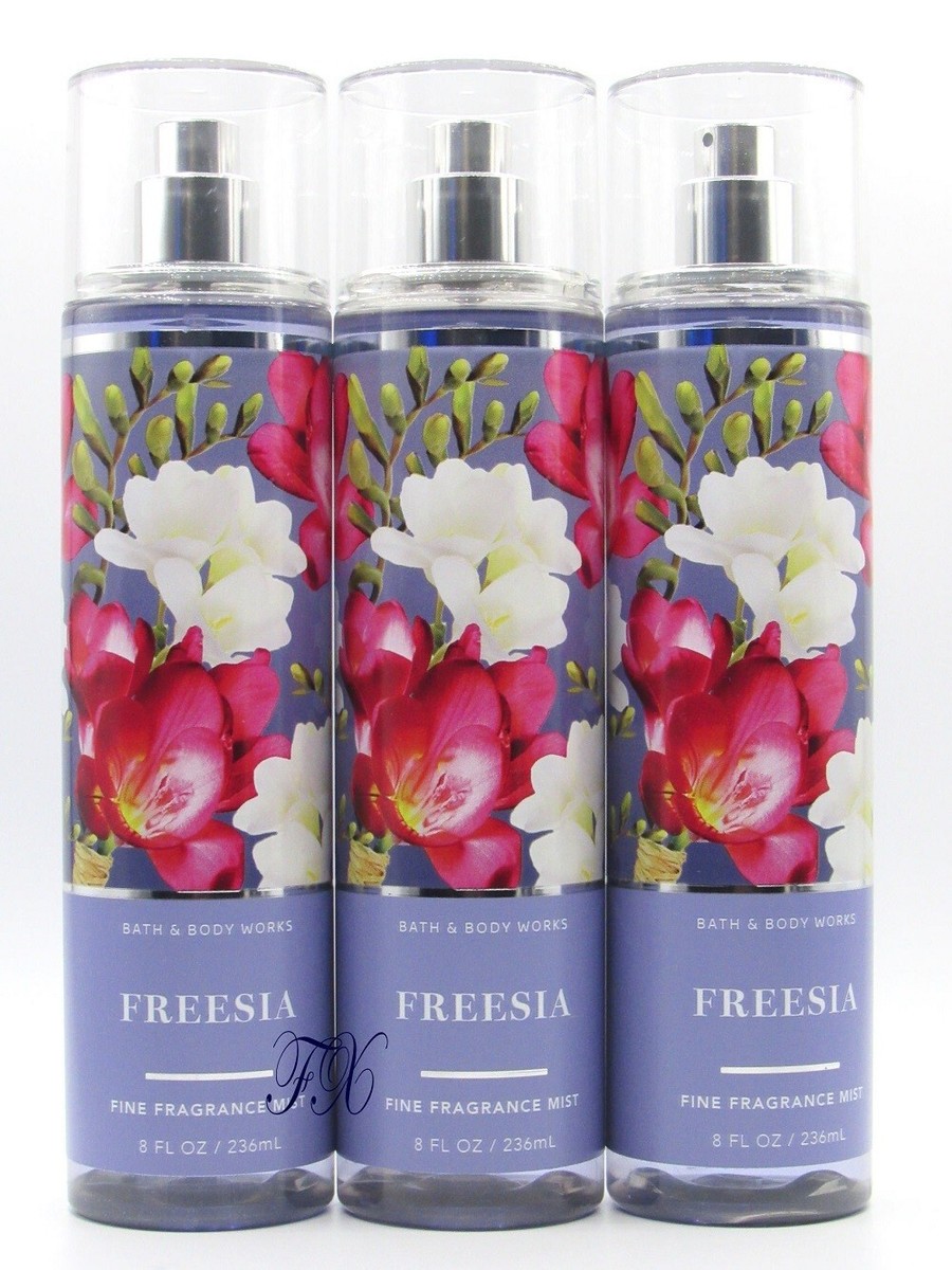 BATH & BODY WORKS FREESIA FRAGRANCE MIST BODY SPRAY 8 OZ (LOT OF 3