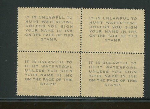 1956 United States Federal Duck Stamp #RW23 Mint Never Hinged F/VF OG Block of 4 - Picture 2 of 2