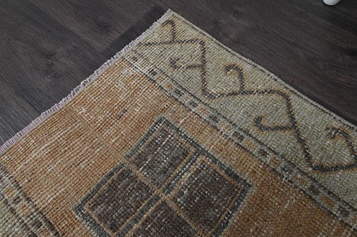 Vintage Turkish Runner Rug 2x6ft Wool Anatolian Handmade Hallway Oushak ORANGE - Picture 5 of 9