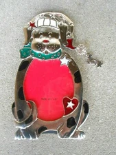 Christmas Silver Tone Metal DOG PICTURE FRAME   3.5 x 5 Photo under Glass