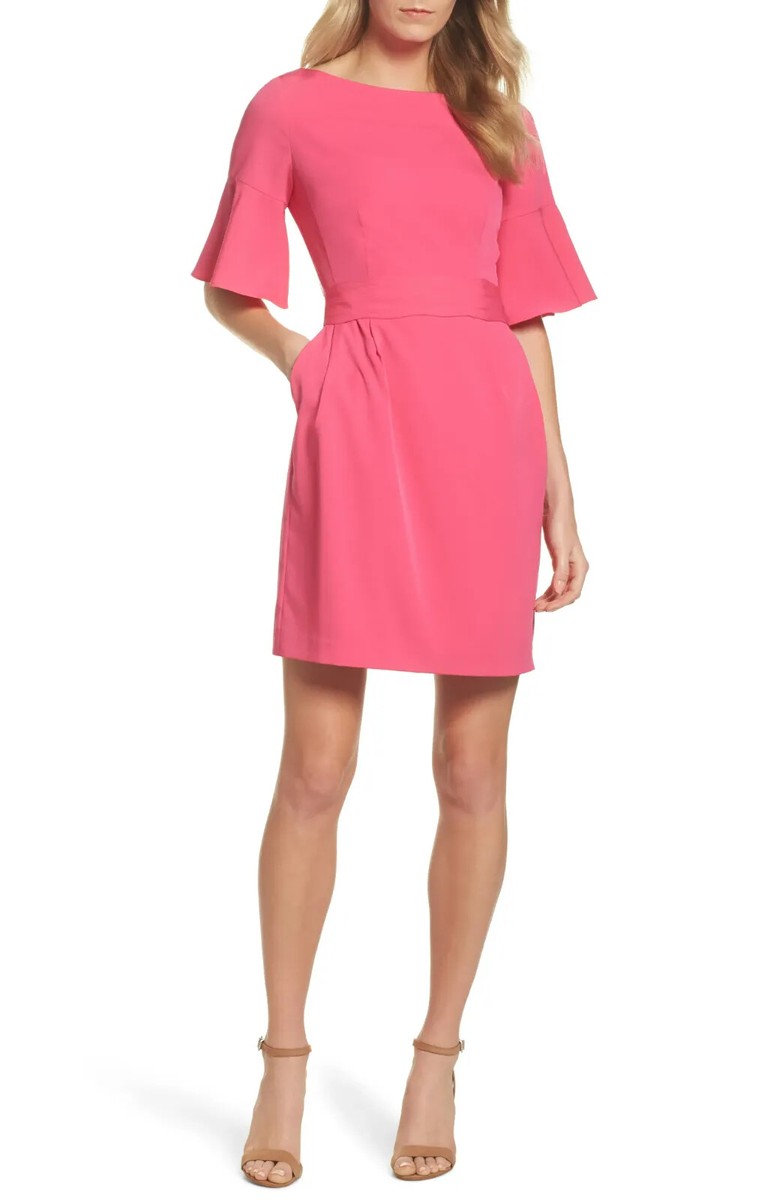 pink eliza j dresses Women's Eliza J Bell Sleeve Sheath Dress, Size 2 - Pink 22/4/29