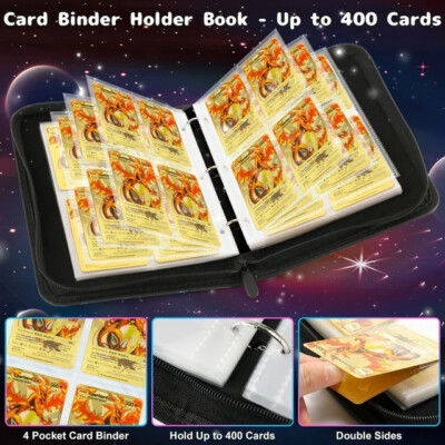 Pokemon Jumbo Cards Pokemon Card Binder Holds 400 Cards - Includes 50  Removable Sleeves For TCG Collection Pokemon Cards Binder