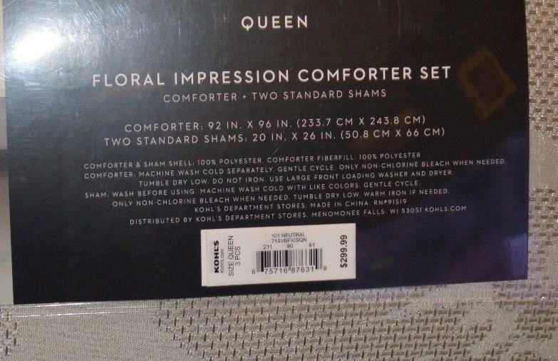 Juego de edredón Simply Vera Vera Wang Impresiones florales 3 piezas - Queen Foto 2 de 4