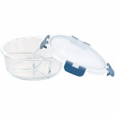 Glas-Frischhaltedose mit 3 Kammern, Klick-Deckel, -20 bis 520 °C, rund