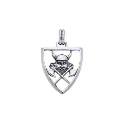 Wikinger Krieger Axt Schild 925 Sterling Silber Anhänger nordisch skandinavisch Schmuck