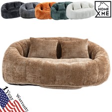 59" 2-Seat Bean Bag Sofa Lazy Sofa Comfort Chenille Lounger High Back Couch
