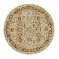 10'x10' Light Gray Karjihooz Design Pure Wool Hand Knotted Round Rug R64485