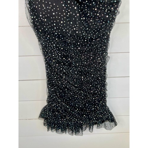 Abito monospalla viola weekend nero mini orlo arricciato strass glitter 5/6 - Foto 4 di 10
