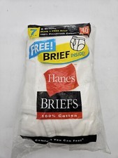Vintage 2000 HANES 7 Pack White Cotton Briefs VTG Size 40 Underwear NOS