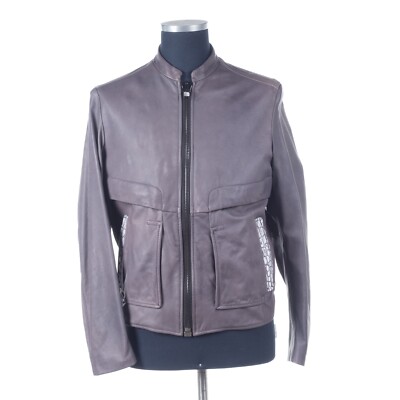 NWT MAENI PARMA Biker Jacket Lambskin Crocodile Alligator trim EU:50 US:40 Coat