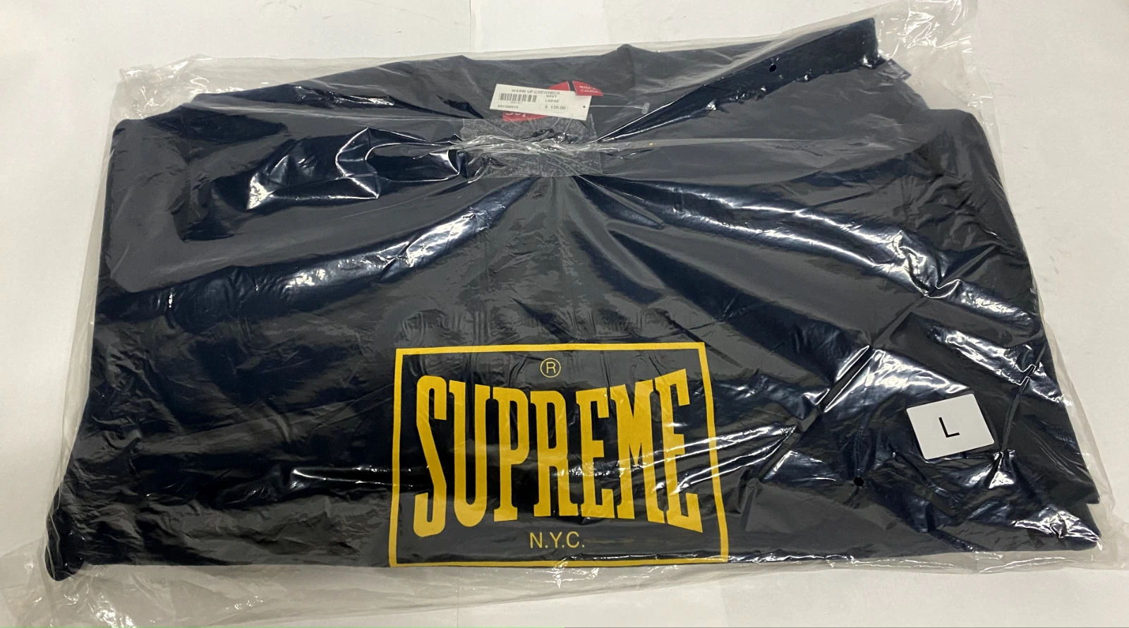 Supreme Warm Up Crewneck   Marine   L   SS19   Sweat shirt / Logo Everlast / DS