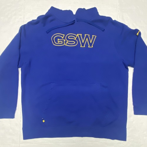 Nike Mens NBA Golden State Warriors Hoodie Logo Sweatshirt XL Blue Yellow GSW - Picture 2 of 8