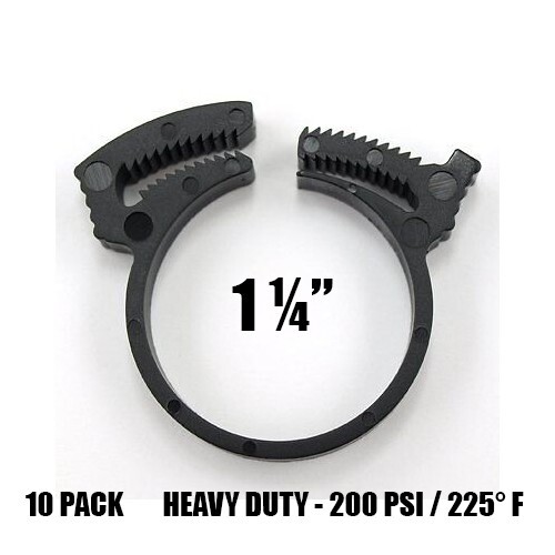 1 1/4" Heavy Duty Double Gripping Nylon Plastic Hose Clamps, 10 Pack - Picture 1 of 3