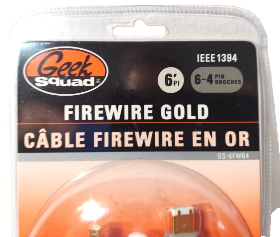 Geek Squad Firewire Gold Cable IEEE 1394 6 Pin to 4 Pin - 6 ft. GS-6FW64 - Image 3 of 3