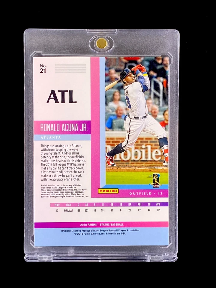 RONALD ACUÑA JR. ROOKIE BLANCO ROSA REFRACTOR RC CARD SP Paralela - BRAVES Foto 3 de 4