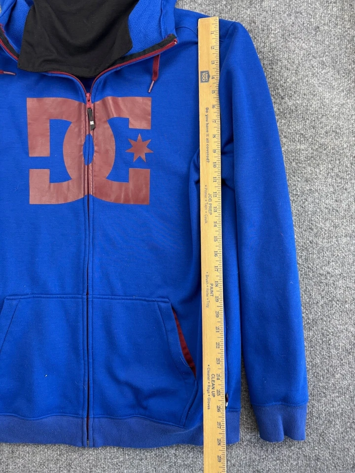 DC Snowboarding Ride Built Hoodie Men's L Blue Red Full Zip Fleece Neck Gaiter - Image 4 of 4