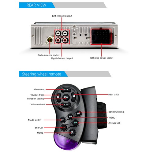 Reproductor de MP3 Bluetooth montado en automóvil 1 pieza, amplificador de potencia de radio lector de tarjetas de disco U - Imagen 5 de 11
