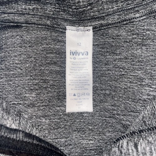 LULULEMON IVIVVA Girls Size 12 Grey Quarter Zip Pullover - Picture 6 of 6