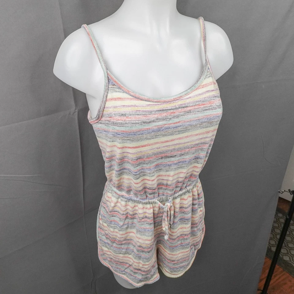 Womens Romper Shorts Small Rainbow Y2K Retro Knit Softgirl Classic Coastal Artsy - Imagem 2 de 4