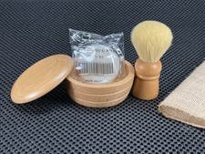 3PCS Beech wood Shaving Brush Set Faux Badger Hair Shaving Brush Soap Bowl gift