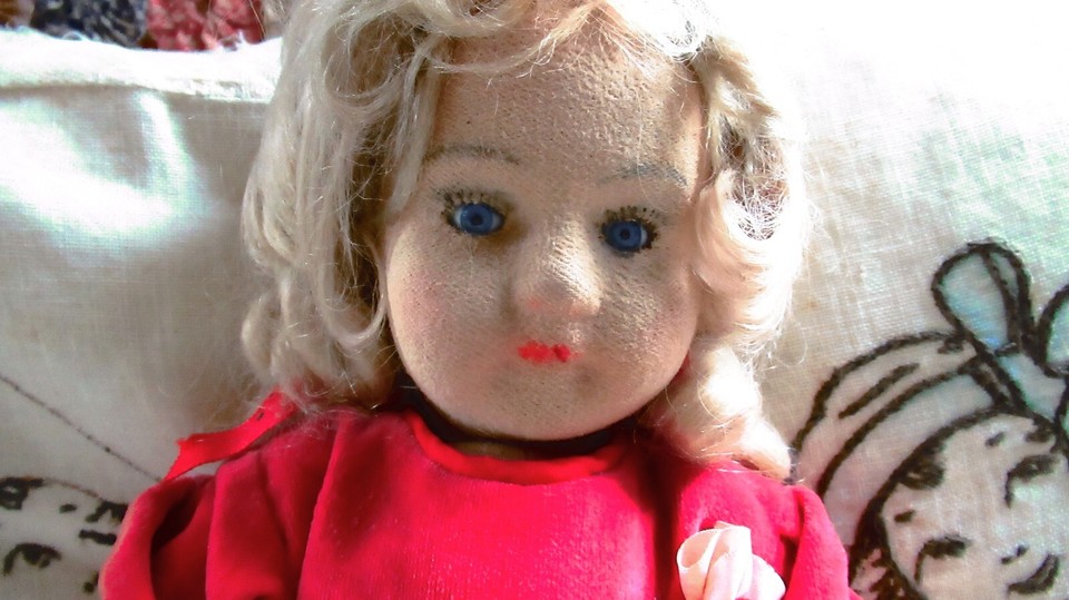 Beautiful 14"Antique Chad Valley Felt Doll with Glass Eyes eBay