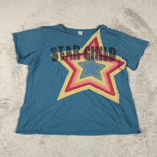 Magnolia Pearl Shirt Womens One Size Fits Most Blue Star Child Hand-Distressing