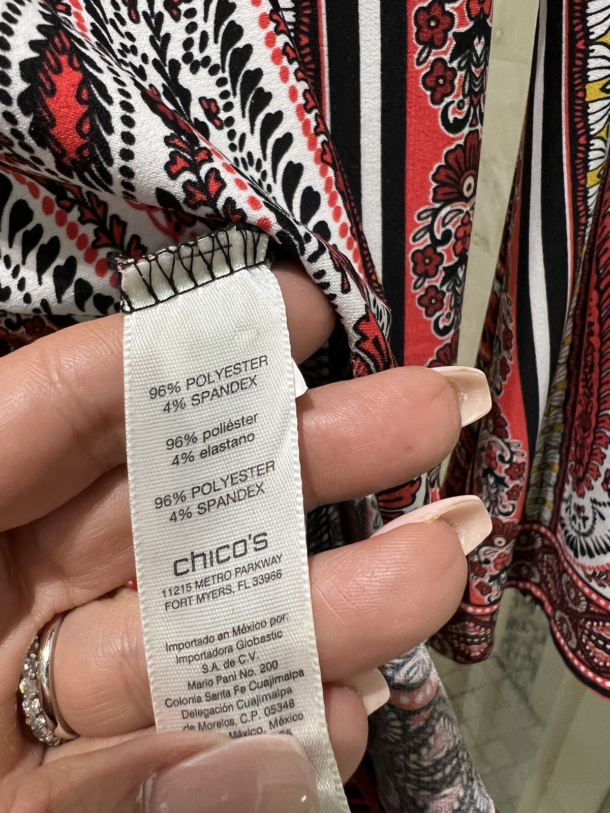 Chico’s Multicolored Stretch Flare Long Sleeve Bl… - image 4