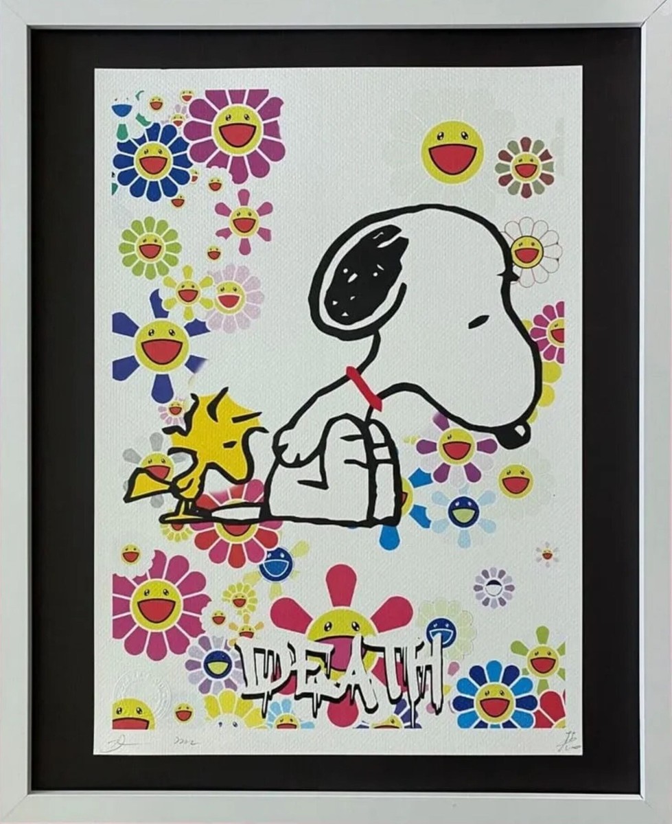 【DEATH NYC】Snoopy×Supreme 🔥Death NYC Large Framed 16x20in Pop Art COA Snoopy Peanuts