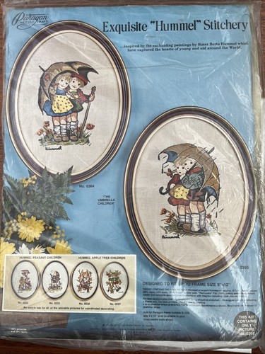 Vintage 1975 Paragon Crewel Embroidery Kit 0364 Hummel Umbrella Children 9"x12" - Picture 4 of 11