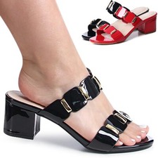 Damenschuhe Lack Pantoletten Sandaletten Mules Sandalen Slipper Slip On Verziert