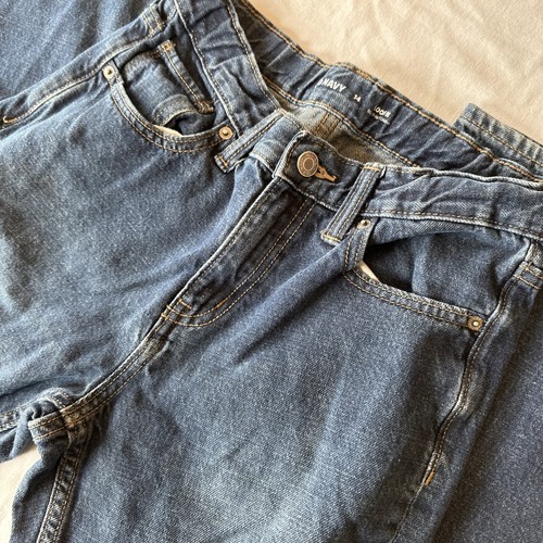 Old Navy Loose Straight Leg Jeans Boys Size 14 Reg Blue Denim Adjustable Waist