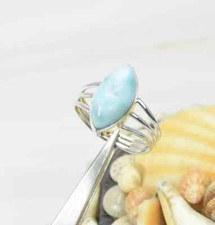 Beautiful Larimar Gemstone Ring Handmade 925 Sterling Silver Ring All Size R424
