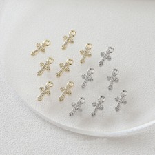 10pcs CZ Pave Cross Charm,Cubic Zirconia Cross Pendant,Zircon Earring Charm