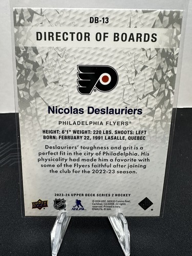 💥2023-24 Upper Deck Series 2 Director of Boards Nicolas Deslauriers Flyers - Picture 2 of 2