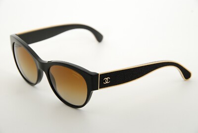 Authentic Chanel 5273-Q c.622/S9 2P 55mm Black Gold Cat Eye  display picture 2