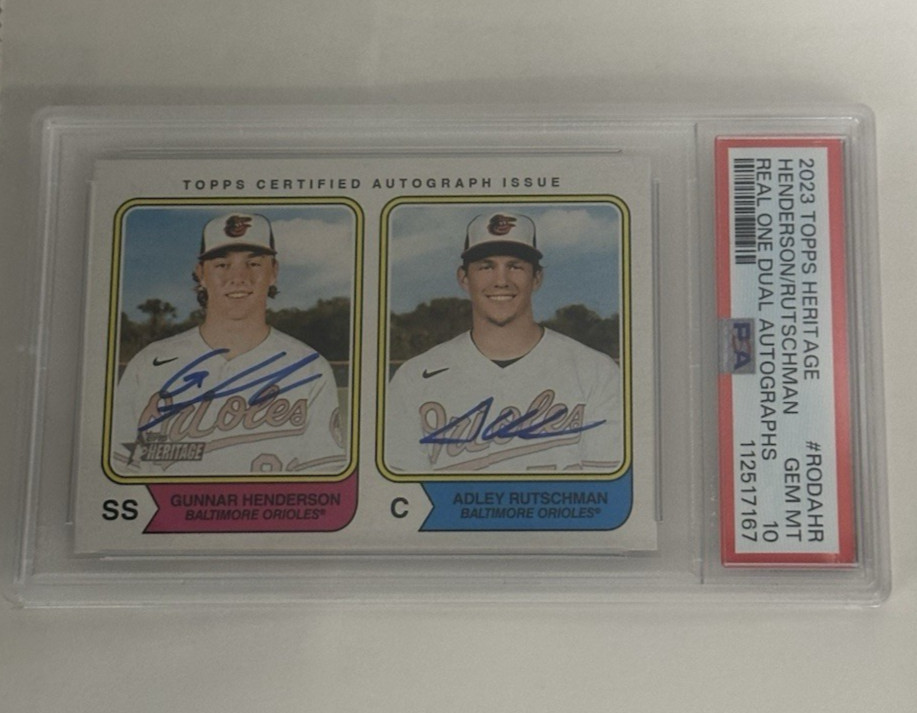 2023 TOPPS HERITAGE REAL ONE DUAL AUTOS #RODAHR HENDERSON/RUTSCHMAN 19/25 PSA 10 view 2