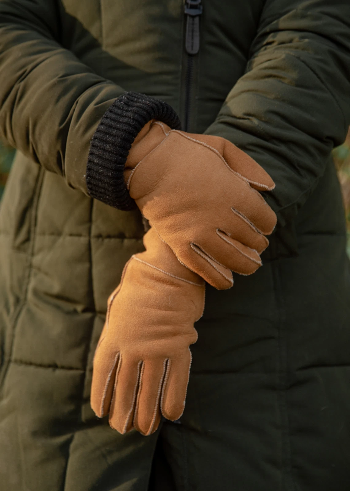 Women's Premium Sheepskin Gloves with Turn Back Cuff Luxury Shearling Lining