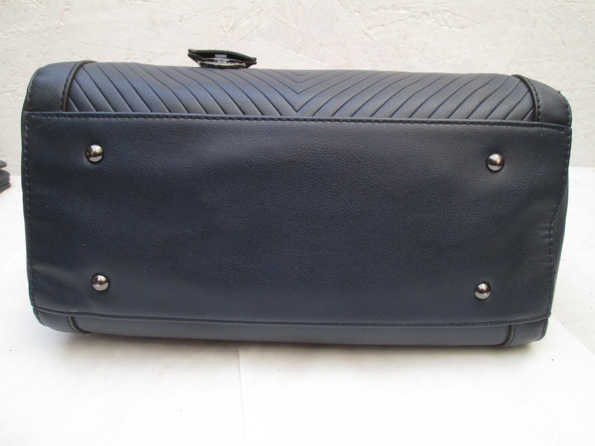 Sac à Main Vintage HEXAGONA En Cuir Bleu - Grand Modèle - Occasion Authentique - Style Porté Main