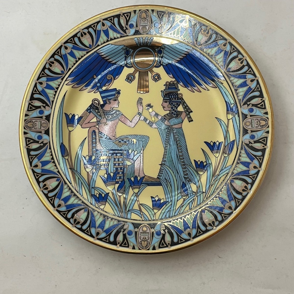 Fathi Mahmoud 7.5 Inch Porcelain Decorative Plate Ancient Egyptian