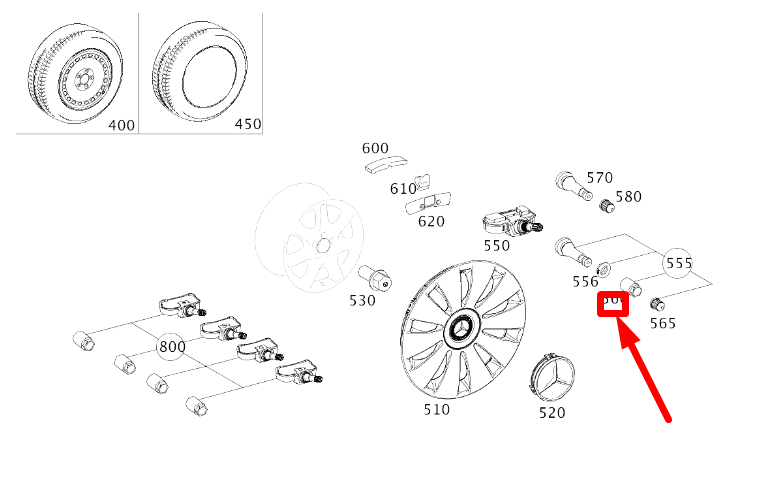 MERCEDES-BENZ CLA C117 Reserverad Reifenmutter A0004002913
