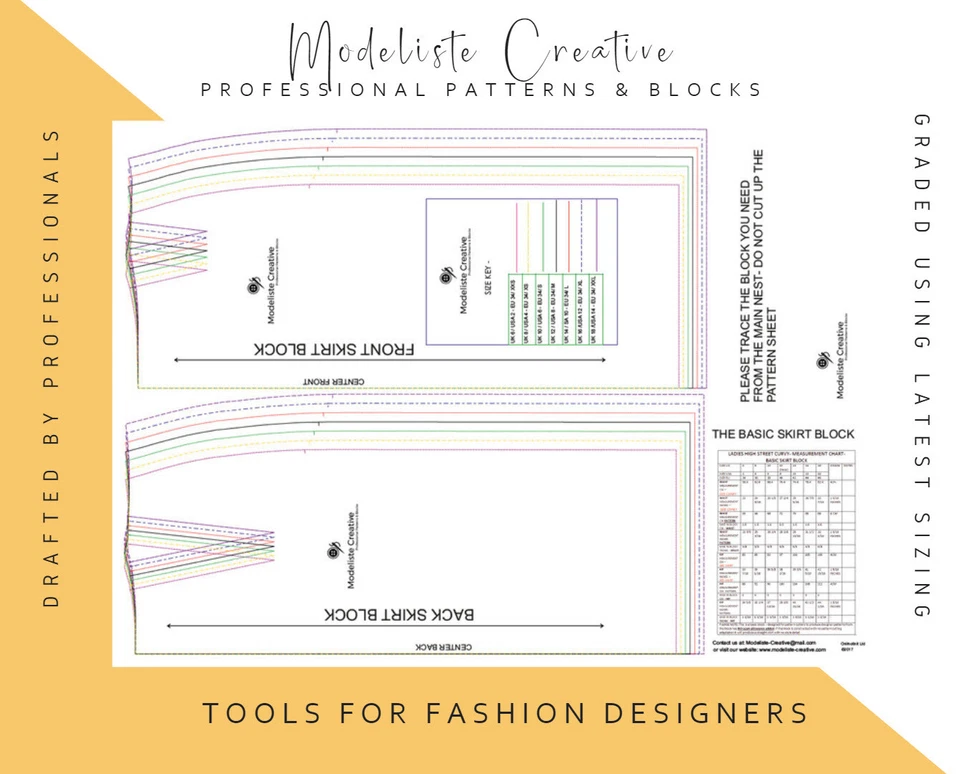 FULL SET - BASIC BLOCKS FOR PATTERN CUTTING - SKIRT, TROUSER, BODICE & DRESS! - Image 4 of 4