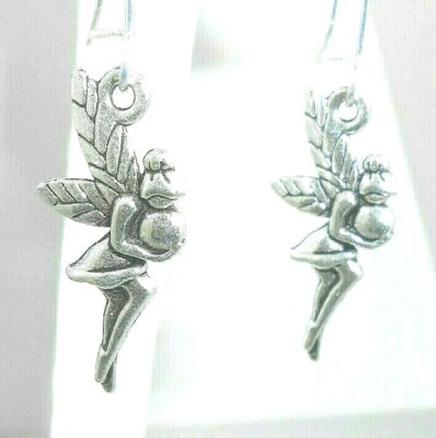 New  Delightful  FAIRY Tink  Pixie Silver-tone Drop Dangle Earrings  1-7/8'' Long
