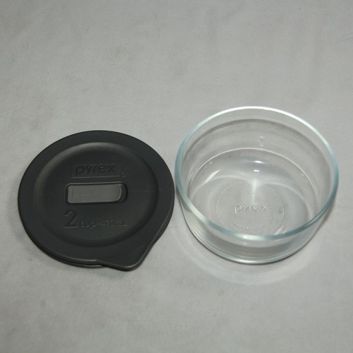 Pyrex 7200b 2-Cup Glass Food Storage Bowl Grey Lid Cover Made In Egypt