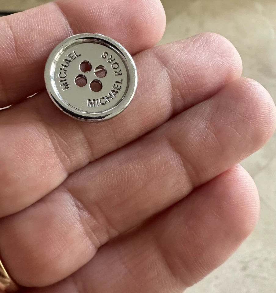 Michael Kors Replacement button Silver tone metal round 4-hole signature - Image 2 of 4
