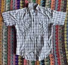 Vintage 1970  s Sears Genuine Roebucks Plaid Button-Down Shirt Men  s Size Large