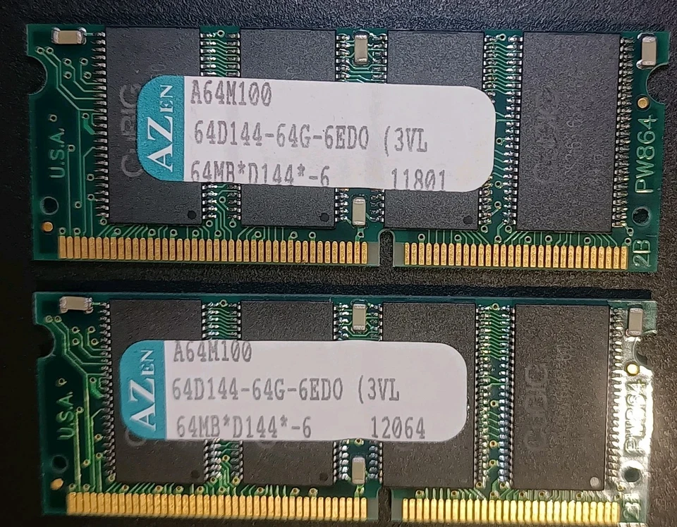 128MB (two pieces of 64MB) 60ns 144-Pin EDO SODIMM RAM - Image 3 of 4