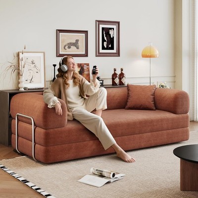 Boneless Modular Sofa Lounger, 78.8'' Convertible Floor Bed with Back Support