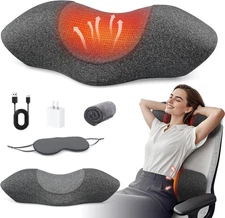Neck Massager Pillow,Pillow Massage Neck Hump with Heat and Vibration, Ergonomic