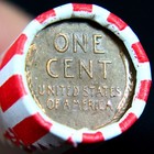 Indian Head Penny Reverse Showing On End Of 50 Coin Wheat Cent Shotgun Roll A12a — photo 2